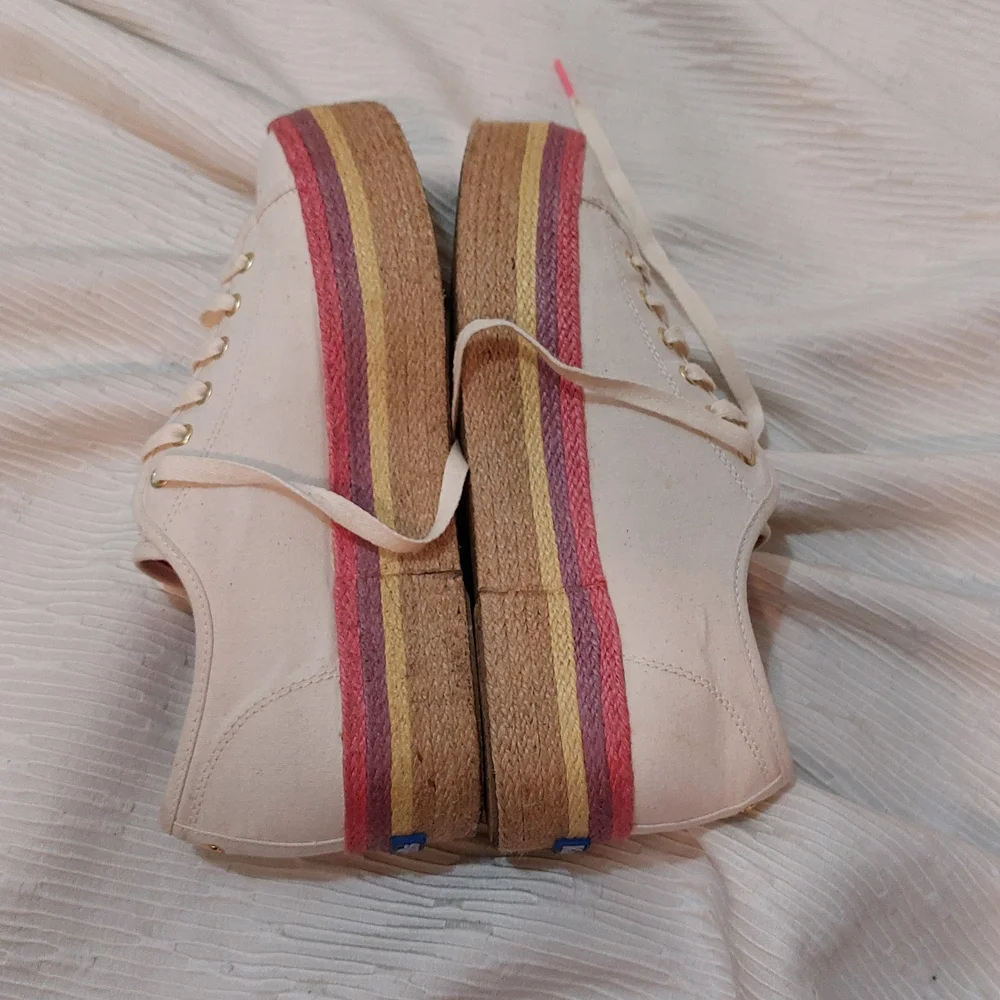 Keds × Kate Spade Cream and Pink  Espadrille Sneakers Size 10